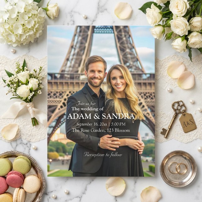 Convite Foto legante Sobreposição de branco preto moderno (Criador carregado)