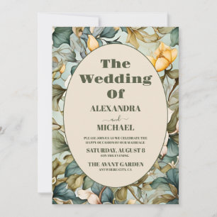 Convite Foto Lírio Branco Aquarela Casamento Art Nouveau