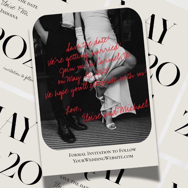 Convite Foto manuscrita romântica moderna Salva a data (Add a personal touch to your wedding announcement with this Handwritten Photo Save the Date.)