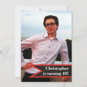 Convite Foto masculina simples aniversário de 40 anos dos 