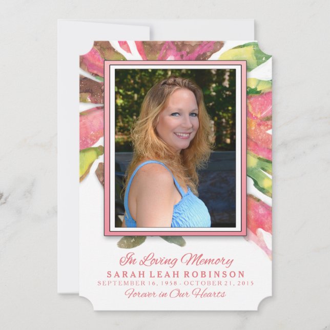 Convite Foto Memorial Obrigado - Pink Watercolor Splash (Frente)