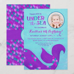 Convite Foto: Mermaid Birthday Invitations "Under the Sea"