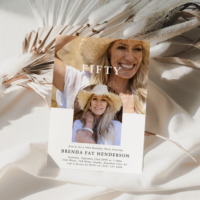 Convite Foto Mínima de na moda 50º Aniversário do FIFTY (Criador carregado)
