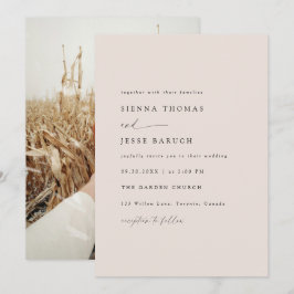 Convite Foto Mínima de Script Elegante Taupe
