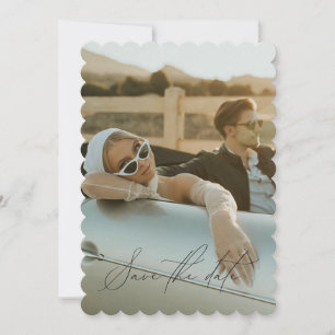 Convite Foto mínima do Cheio de script para salvar a data