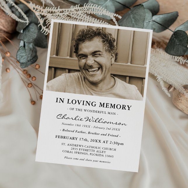 Convite Foto Mínima Em Memória Funeral Amoroso (Criador carregado)