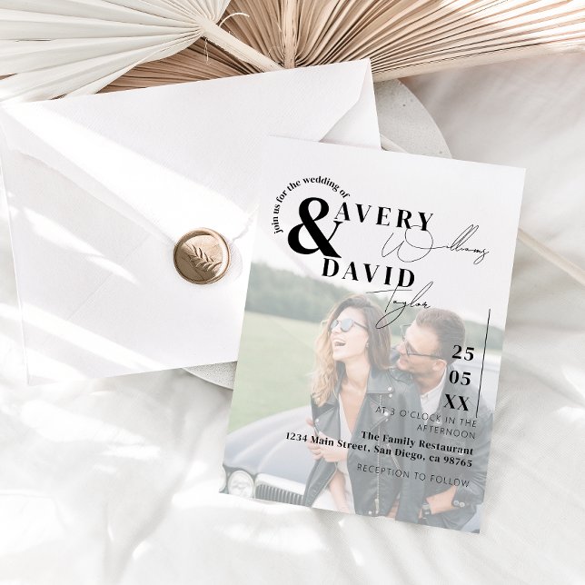 Convite Foto Mínima Foto Moderna Simples Casamento (Criador carregado)