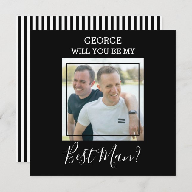 Convite Foto mínima moderna Você Será O Meu Melhor Homem? (Frente/Verso)