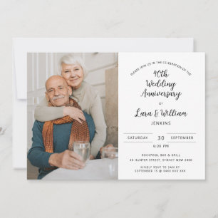 Convite Foto minimalista 40º aniversário de casamento