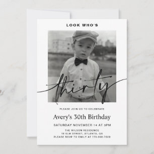 Convite Foto Minimalista Masculina Moderna de Aniversário