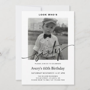 Convite Foto Minimalista Masculina Moderna para Aniversári