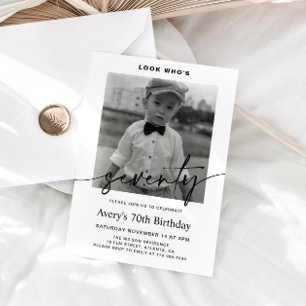 Convite Foto Minimalista Masculina Moderna para Aniversári