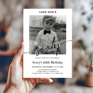 Convite Foto Minimalista Masculina Moderna para Aniversári