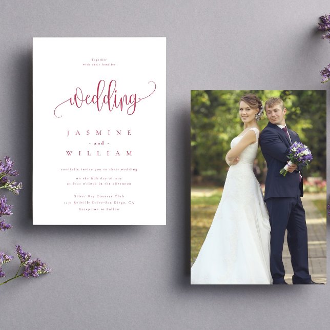 Convite Foto minimalista moderna | Casamento Vermelho Mage (Criador carregado)