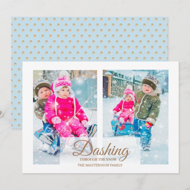 Convite Foto Moderna 2 A Despenhar Através Do Natal Da Nev (Frente/Verso)