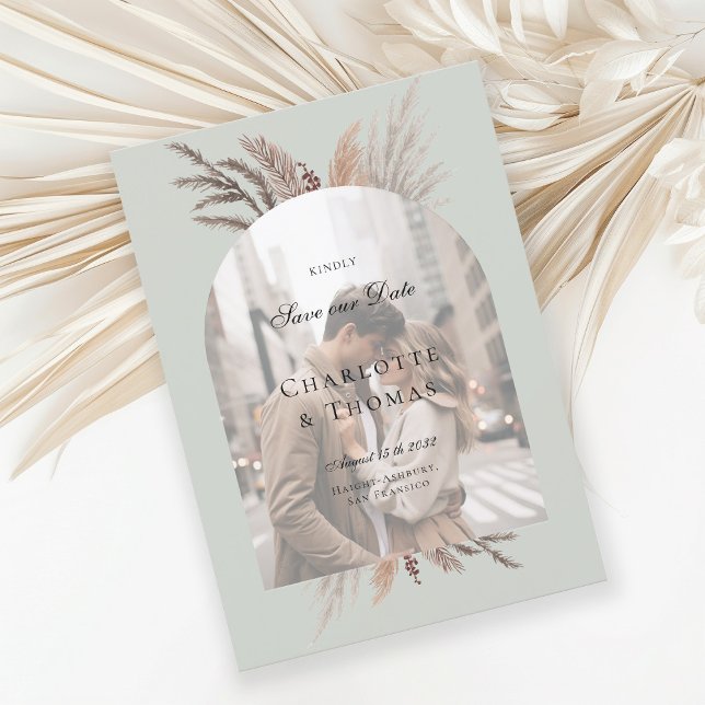 Convite Foto Moderna Boho Pampasgras (Criador carregado)