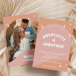 Convite Foto Moderna Brilhante e Negra Casamento Retroativ<br><div class="desc">Foto Moderna Brilhante,  Groovy,  Convite para Casamento Retroativo</div>