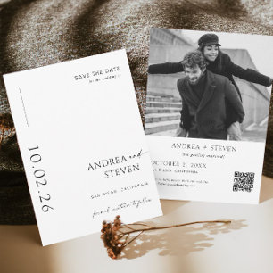 Convite Foto Moderna Casamento Preto e Branco Salvar a Dat