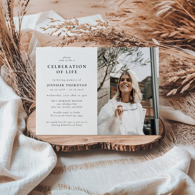 Convite Foto Moderna Celebração do Memorial Funeral da Vid (Criador carregado)