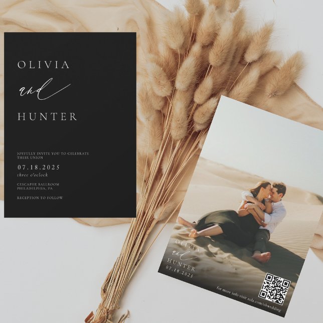 Convite Foto Moderna Chic Casamento Preto e Branco (Criador carregado)