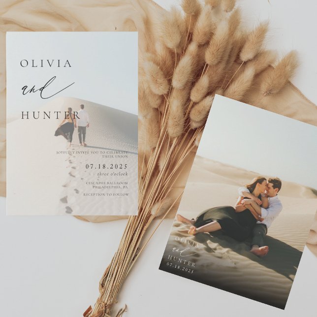 Convite Foto Moderna Chic Casamento Preto e Branco (Criador carregado)