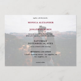 Convite Foto Moderna com Casamento Borgonha - Horizontal