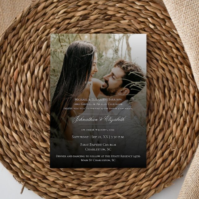 Convite Foto moderna com Casamento de Sobreposição Preta (Modern Photo with Black Overlay Wedding Invitation)