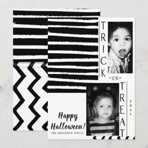 Convite Foto Moderna de Halloween em Preto e Branco de Alt