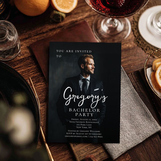 Convite Foto moderna de na moda do partido de solteiro (Criador carregado)