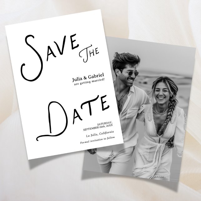 Convite Foto Moderna de Save The Date (Modern Save The Date Photo Blue Invitation)