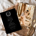 Convite Foto Moderna Floral Crest Monograma Formal<br><div class="desc">Capture a essência da sofisticação com um design de casamento formal de monograma da crista floral. Esta elegante mistura de eternos florais e uma crista monográfica personalizada adiciona um toque de refinamento à decoração de casamento e à papelaria. Ideal para casais que buscam um estilo clássico, mas distinto, o design...</div>