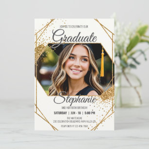 Convite Foto Moderna Graduação de Aniversário Quadro de Ap