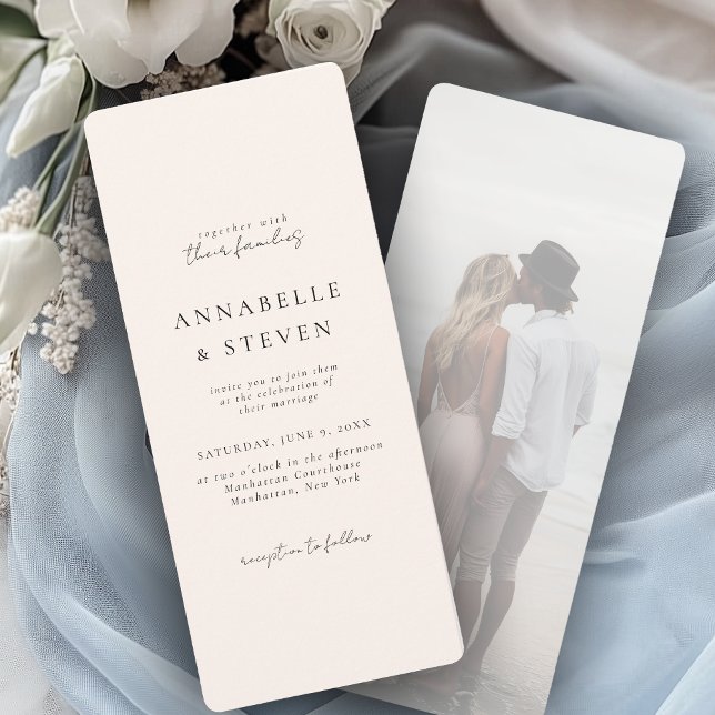 Convite Foto, Moderna, Mínima, Beige, Casamento Fotográfic (Photo, Modern, Minimal, Beige, Wedding Invitation
)