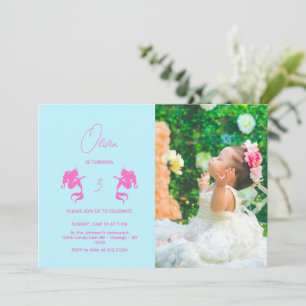 Convite Foto Moderna Minimalista de Aniversário da Sereia