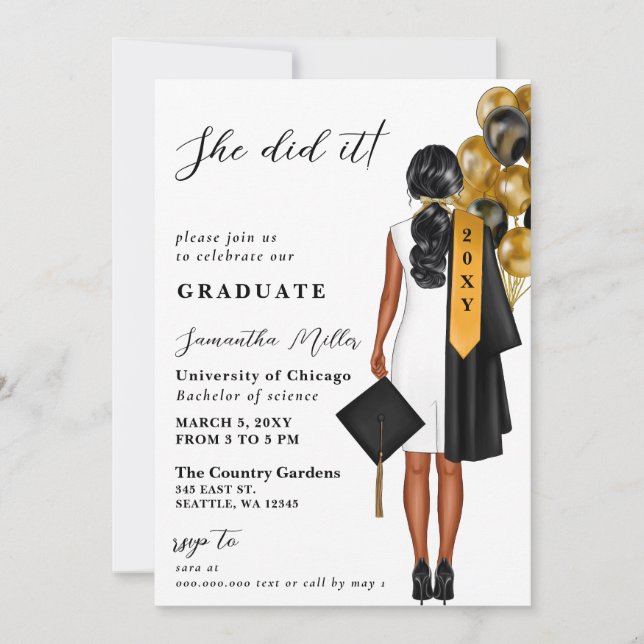 Convite Foto Moderna Minimalista Que Fez Graduação (Frente)