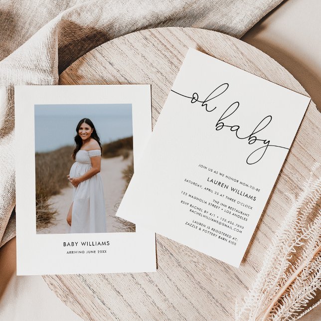 Convite Foto moderna - Oh Chá de fraldas bebê (Criador carregado)