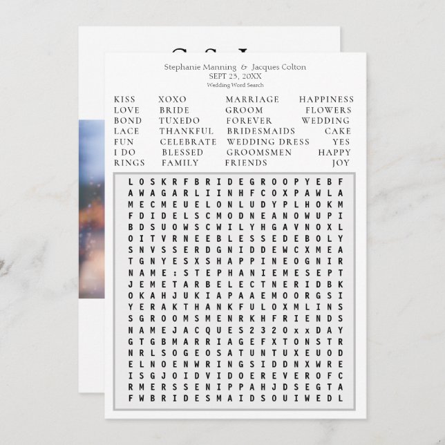 Convite Foto Moderna Pesquisa de Word Salva a Data - GR (Frente/Verso)