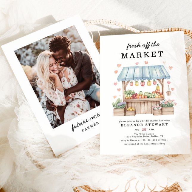 Convite Foto Moderna Retirada Do Chá de panela De Mercado (Criador carregado)