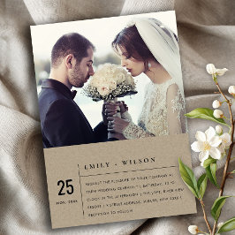 CONVITE FOTO MODERNA RUSTICA DE TIPOGRAFIA DE CASAMENTO DE