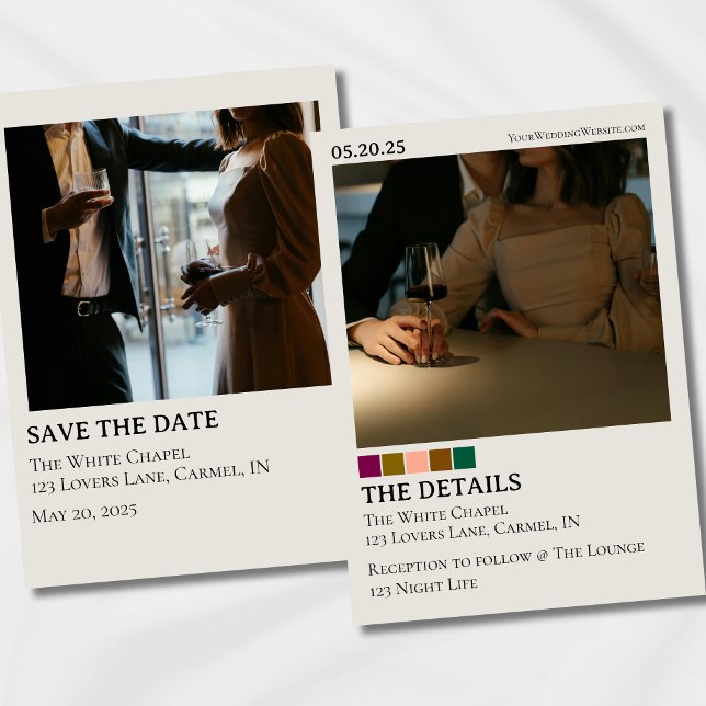 Convite Foto Moderna Salva a Data (Stylish Modern Save the Date card featuring a full photo and details.)