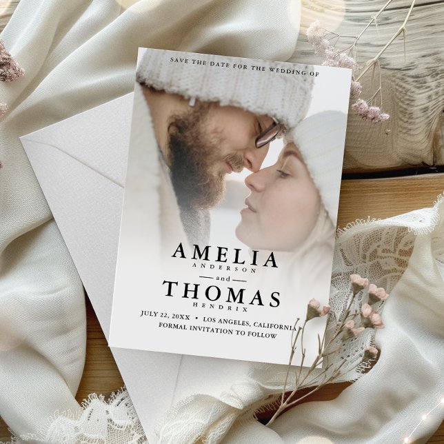 Convite Foto Moderna Salvar Data Casamento de Código QR (Save time and reduce wedding planning stress with this QR code Save the Date card.)