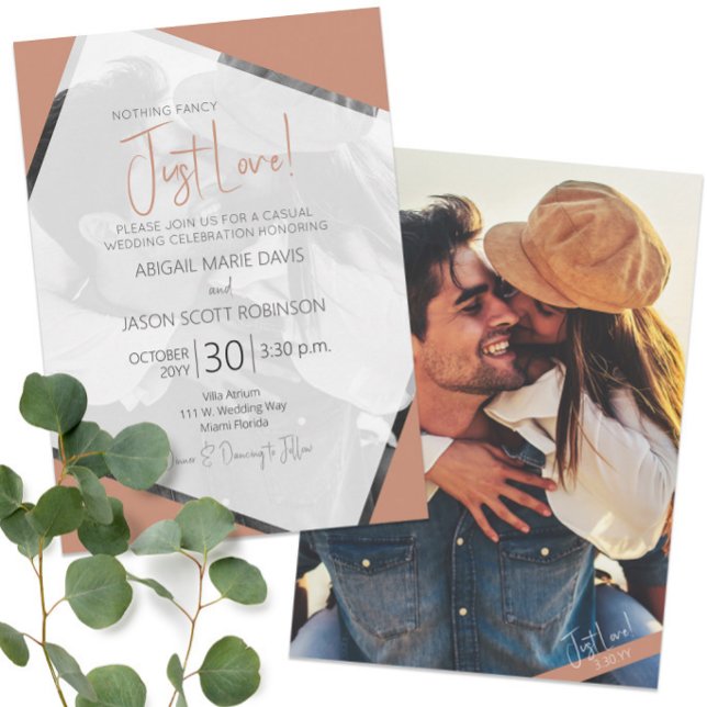 Convite 📸 Foto Moderna Terra Cotta Casual Casual (📸 Modern Photo Terra Cotta Casual Wedding Invitation
)