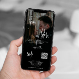 Convite Foto moderna, tudo em um código QR: casamento pret