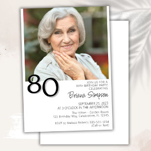 Convite Foto Moderno Minimalista 80 Anos