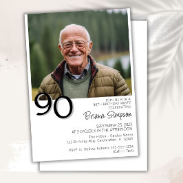 Convite Foto Moderno Minimalista Aniversário de 90 anos