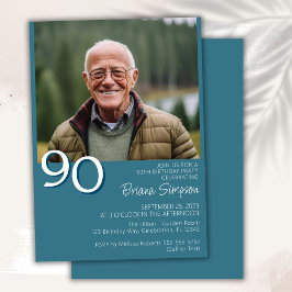 Convite Foto Moderno Minimalista Aniversário de 90 anos em