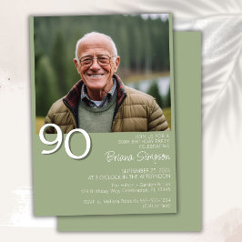 Convite Foto Moderno Minimalista Aniversário de 90 anos Ve