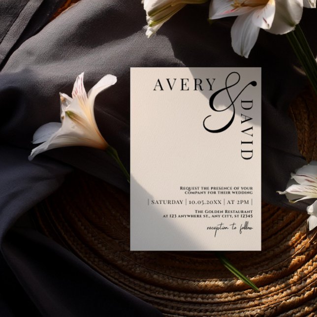 Convite Foto monocromática de casamento moderno minimalist (Criador carregado)