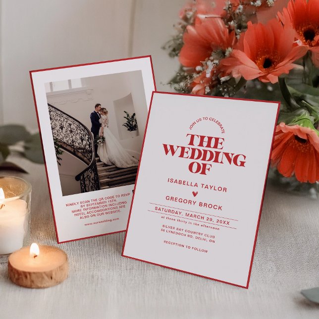 Convite Foto monocromática moderna com Casamento de Código (Criador carregado)