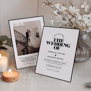 Convite Foto monocromática moderna com Casamento de Código